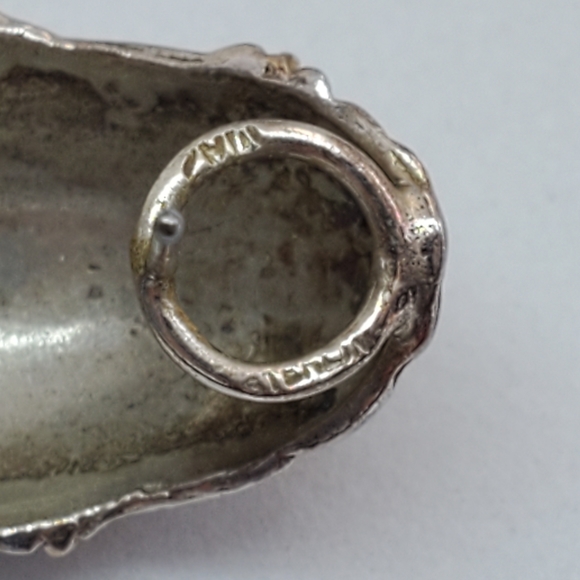 SOLD Sterling Ribbed Dome Hoop Omega Earrings - Picture 4 of 7